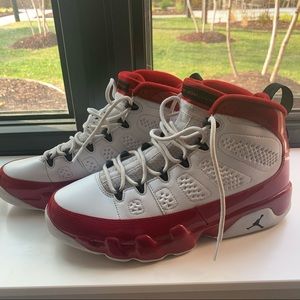 Men’s 9.5 Air Jordan 9 retro white and red